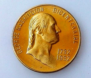 1932 George Washington's 200. Geburtstag zweihundertjähriger vergoldeter Bronzemedaille Wakefield - Bild 1 von 2