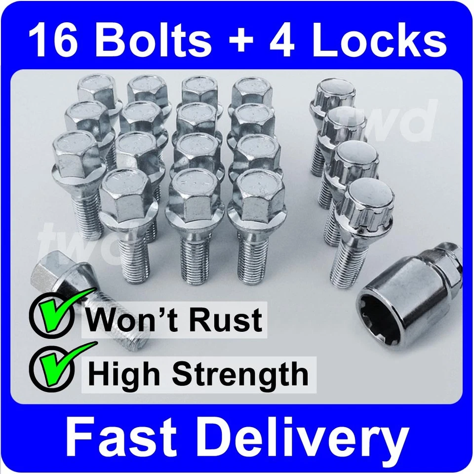 20 x ALLOY WHEEL BOLTS & LOCKS FOR VAUXHALLS (M12x1.5) GTC STUD LUG NUTS a[H4b] - Image 1 of 4