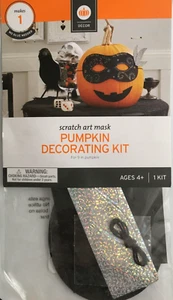 Scratch Art Mask Pumpkin Decorating Kit Indoor Use 9" Pumpkins Stickers Ages 4+ - Picture 1 of 10