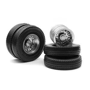 Alloy Rear Dual Wheels Tires For Tamiya1/14 Trailer Model Car CNC Wheels Tyres - Picture 1 of 5