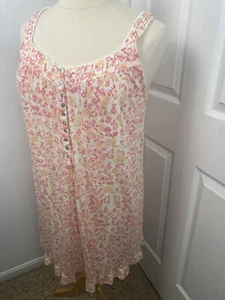 Eileen West Large Floral Nightgown 100% Modal Knee Length Cottage Beachy - Picture 1 of 12