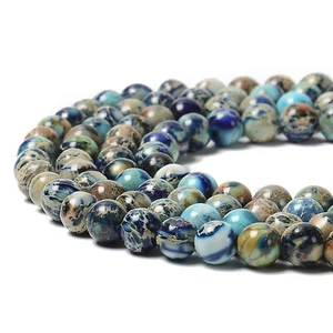 Dark Sky Blue Sea Sediment Jasper Smooth Round Beads 6mm 8mm 10mm 15.5'' Strand - Picture 1 of 3