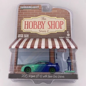 Green Machine 2015 Nissan GT-R Greenlight Hobby Shop Series 2 Falken with Figure - Picture 1 of 6