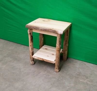 Solid Wood Log Sofa End Table ~ Northern Rustic Pine| Amish-Made | Free Shipping - Image 1 of 3