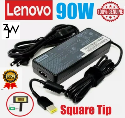 Lenovo Genuine Charger AC Adapter 20V 4.5A 90W ADLX90NLC3A 45N0499 square slim - Image 1 of 4