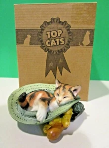 A COUNTRY ARTISTS SUNNY SNOOZE KITTY CAT sculpture Kitten Hat Nap -- NEW in BOX - Picture 1 of 6