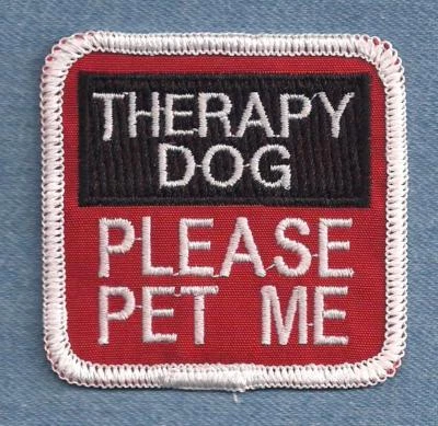 THERAPY DOG PLEASE PET ME - 2.5" X 2.5" - service dog vest patch