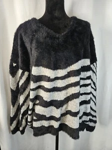 Vince Camuto Sweater Zebra Print Knit Long Sleeve Winter Top XXL 2X - Picture 1 of 7