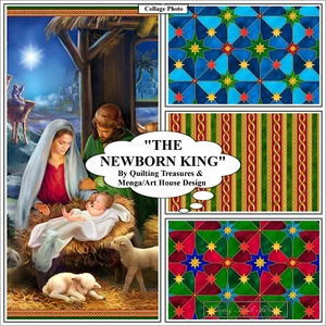 QUILTING TREASURES, THE NEWBORN KING, MENGA, CHRISTMAS, NATIVITY, JESUS, FABRIC - Picture 1 of 5