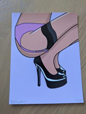 Pinup Squat Pink Artwork Illustration Original Print, Limited, Signed by Artist - Image 1 of 4