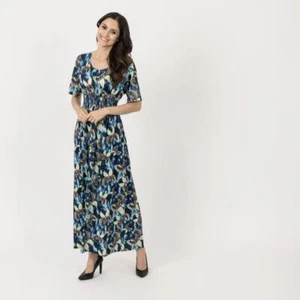 Kleid blau 36 46 FASHION NEWS Damen Maxikleid Kurzarm Onesize UVP: 79€ E153 - Bild 1 von 1