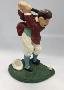 VTG Cast Iron Metal Dad Golfing Doorstop, Hand Painted MCM Retro Golf Figure 8” - Picture 1 of 6