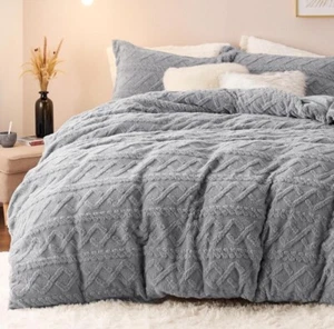 Bedsure Fluffy Comforter Duvet Set Full/queen Grey Duvet 2 Pillow Cases 90x90 - Picture 1 of 3