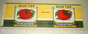 Vintage neu aus altem Lagerbestand Papier Tomate Einmach Etikett - GRAND VIEW BRAND Warfordsburg PA - Bild 1 von 1