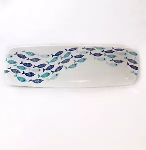"Caja y barril bandeja para servir blanca pescado azul rectangular 16,5"" x 6""" - Imagen 1 de 5