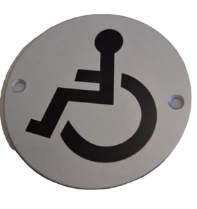 Disabled Bathroom Toilet Sign Health Safety Door Signage 75mm Silver Engraved - Picture 1 of 6
