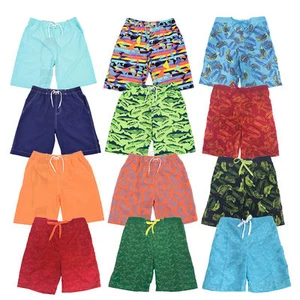Kids Elasticated Swim Summer Shorts Hawiian Floral Print Beach Mesh Lined - Picture 1 of 13