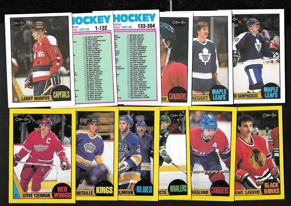 1987-88 OPC O PEE CHEE NHL HOCKEY CARD 133-264 BOX BOTTOM A-P & BOX TOP SEE LIST - Image 1 of 1