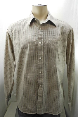 Camisa Joseph Abboud Marrón a Cuadros Algodón Manga Larga Botón-Frente - Para Hombre Talla XL Foto 1 de 4