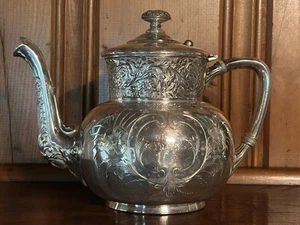 Antique 1895 Simpson Hall Miller & Co. Art Nouveau Silver Plated Teapot - Picture 1 of 14