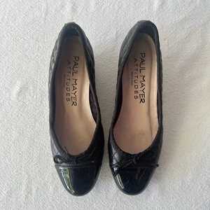 Paul Mayer Attitudes gesteppte schwarze Damen-Ballerinas Größe 7B Leder - Bild 1 von 8