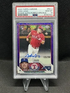 Josh Jung RC 2023 Topps cromo púrpura moteado refractor automático/299 PSA 10 - Imagen 1 de 2