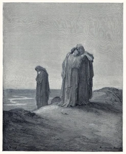Christian Bible Art NAOMI AND HER DAUGHTERS IN LAW 1880 Gustave Dore engraving - Picture 1 of 3