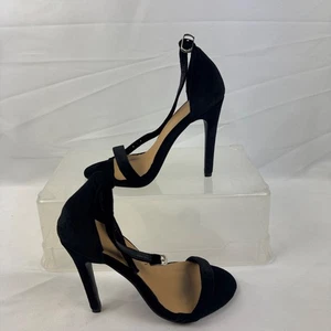 PrettyLittleThing schwarze Samt Riemchen Heels Größe 36 - Bild 1 von 18