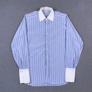 Turnbull & Asser Shirt Mens 15.5 / 39 Cotton Light Blue Stripe French Cuff - Picture 1 of 11