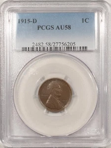 1915-D LINCOLN CENT - PCGS AU-58 - Picture 1 of 3
