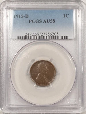 1915-D LINCOLN CENT - PCGS AU-58 - Image 1 of 3