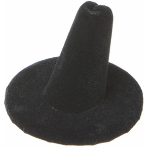 Pantalla de dedo anillo de terciopelo negro Plymor, base redonda, 2" de ancho x 2" de profundidad x 1,25" de alto - Imagen 1 de 2