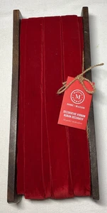 Martha Stewart rotes Samtband 10 Yards Holzspule 1 Zoll breit Neu mit Etikett - Bild 1 von 2