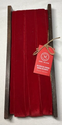 Martha Stewart Red Velvet Ribbon 10 yards Wooden Spool 1 inch Wide NWT - Image 1 of 2