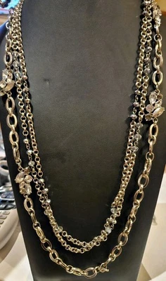 Clássico Casa Branca Mercado Negro Colar Tripple Strand com Cristal e... - Imagem 1 de 2