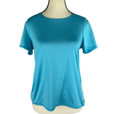 Avía Turqoiuse Activewear Manga Corta Top Camiseta Cruz Espalda Abertura Talla XL Foto 1 de 4