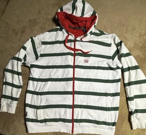 Rare Sean John Zip Up Hoodie Mens Zip Sweater Size Striped White/Green Large - Picture 1 of 5