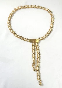 NUEVO CON ETIQUETAS ST. JOHN Vintage Dorado Blanco Logo Cadena Cinturón Tejido 24 K Chapado en Oro Firmado - Imagen 1 de 11