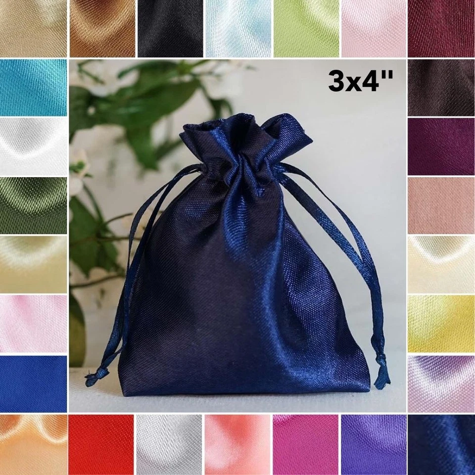 120 piezas 3x4" BOLSAS DE SATÉN FAVOR Boda Fiesta Recepción Regalo Favores AL POR MAYOR Foto 1 de 1