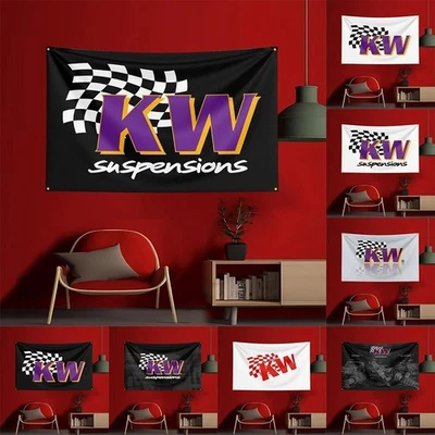 KW Suspensions Racing Car Flag Banner Tapestry Wall Art Hang Garage Décor 5x3ft - Image 1 of 4