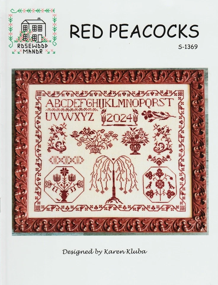 Red Peacocks by Rosewood Manor cross stitch pattern - Image 1 of 1