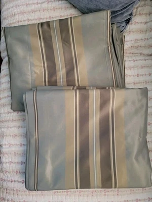 Par de cortinas de herrajes de restauración varilla de seda bolsillo negrita a rayas 50X85 gris/tostado Foto 1 de 4