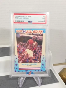 1989 Fleer Sticker Michael Jordan All Star #3 PSA 7 NM CHICAGO BULLS GOAT - Bild 1 von 4