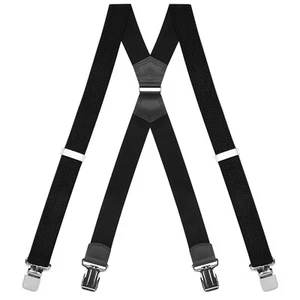 Buyless Fashion Heavy Duty Suspender Men - 48 Straps 1 1/2 - X Back Strong Clips - Picture 1 of 98