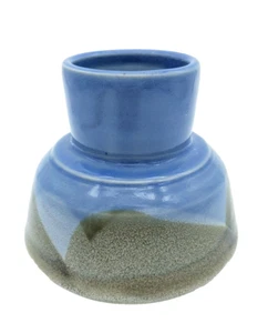 Tropical Clay Hawaii Pottery Candle Holder Pillar/Taper Blue & Brown Heavy Base - Picture 1 of 9