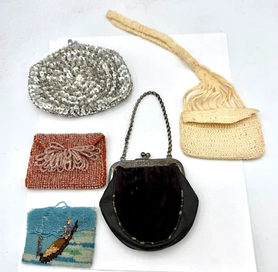 5 - Monederos pequeños Anitque para monedas y avaros - Cuentas de góndola - Cuero Art Nouveau - Más Foto 1 de 4