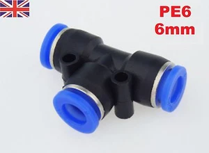 Camiseta 3 vías 6 mm neumática T ajuste empuje colector montaje rápido tubo Te PE6 - Imagen 1 de 1