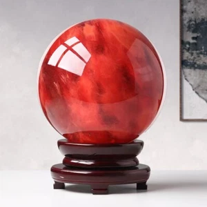 240mm Red Asian Rare Natural Quartz Magic Crystal Healing Ball Sphere+ Stand 1Pc - Picture 1 of 24