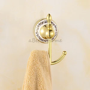 Euro Fashion Bademantel Haken Bad Handtuch Halter Kleiderbügel Gold Porzellan Sockel - Bild 1 von 3