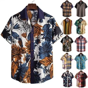 Men's Short-sleeved Shirt 3D Printing Leisure Floral Design Casual Cardigan for - Picture 1 of 111